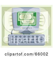 Poster, Art Print Of Green Bank Notes On A Computer Screen