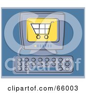Poster, Art Print Of Shopping Cart On A Computer Screen Over Blue