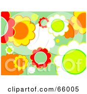 Poster, Art Print Of Flower Design On A Green Background