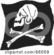 Profiled Black And White Jolly Roger Pirate Flag