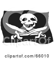 Royalty Free RF Clipart Illustration Of A Black And White Jolly Roger Pirate Flag by Prawny