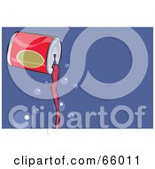 Royalty Free RF Clipart Illustration Of A Pouring Can Of Red Soda With Bubbles Over Blue by Prawny