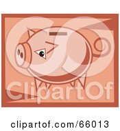 Royalty Free RF Clipart Illustration Of A Pink Coin Bank On A Salmon Colored Background by Prawny