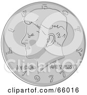 Royalty Free RF Clipart Illustration Of A Fifty Cent Coin