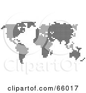 Poster, Art Print Of Black Pixel Dot Atlas Map