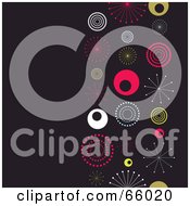 Poster, Art Print Of Dark Retro Background With Colorful Bursts And Circles