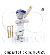 3d White Character Swinging A Cricket Bat