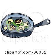 Royalty Free RF Clipart Illustration Of Sketched Mushrooms In A Frying Pan
