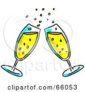Royalty Free RF Clipart Illustration Of Two Toasting Bubbly Glasses Of Champagne by Prawny
