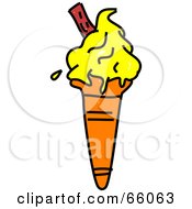 Royalty Free RF Clipart Illustration Of A Sketched Ice Cream Cone