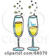 Royalty Free RF Clipart Illustration Of Two Bubbly Glasses Of Champagne by Prawny