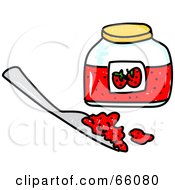 Poster, Art Print Of Sketched Jar Of Jam And Knife