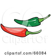Royalty Free RF Clipart Illustration Of Red And Green Chilli Peppers by Prawny