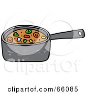 Royalty Free RF Clipart Illustration Of A Sketched Pan Of Stew