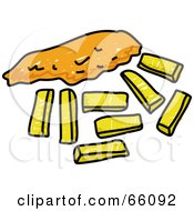 Royalty Free RF Clipart Illustration Of Sketched Fish And Chips