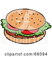 Poster, Art Print Of Sketched Hamburger With Lettuce And Tomato