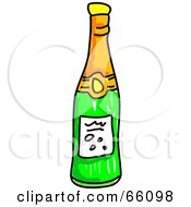 Royalty Free RF Clipart Illustration Of A Green Champagne Bottle by Prawny