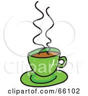 Royalty Free RF Clipart Illustration Of A Sketched Green Cup Of Coffee