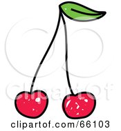 Royalty Free RF Clipart Illustration Of Two Sketched Cherries by Prawny