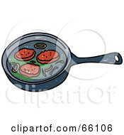 Royalty Free RF Clipart Illustration Of Sketched Hamburgers In A Pan