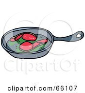 Royalty Free RF Clipart Illustration Of Sketched Bacon Frying In A Pan by Prawny