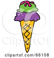 Royalty Free RF Clipart Illustration Of A Sketched Waffle Ice Cream Cone