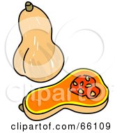 Royalty Free RF Clipart Illustration Of A Halved Butternut Squash