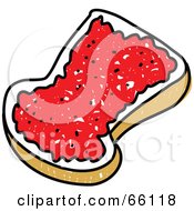 Royalty Free RF Clipart Illustration Of A Sketched Bread Slice With Jam