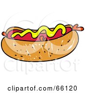 Poster, Art Print Of Sketched Hot Dog Topped With Mustard