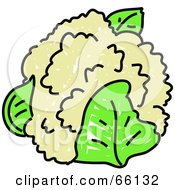 Poster, Art Print Of Head Of Cauliflower And Green Leaves