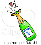 Poster, Art Print Of Cork Popping Off Of A Green Champagne Bottle