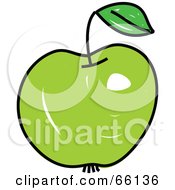 Poster, Art Print Of Sketched Green Apple