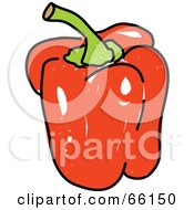 Royalty Free RF Clipart Illustration Of A Shiny Red Bell Pepper