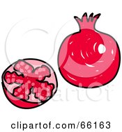 Royalty Free RF Clipart Illustration Of Sketched Pomegranates
