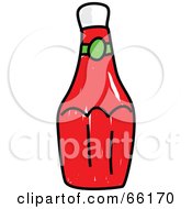 Royalty Free RF Clipart Illustration Of A Sketched Bottle Of Ketchup