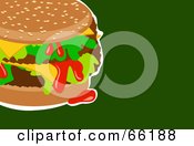 Poster, Art Print Of Messy Hamburger On Green