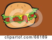 Poster, Art Print Of Messy Hamburger On Brown
