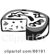 Poster, Art Print Of Black And White Rounded Cheese With A Missing Wedge