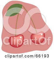 Royalty Free RF Clipart Illustration Of Two Shiny Pink Cherries Over Pink