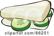 Royalty Free RF Clipart Illustration Of A Cucumber Sandwich On White Bread