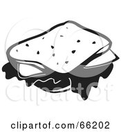Royalty Free RF Clipart Illustration Of A Black And White Cheese Sandwich