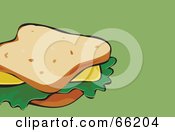 Poster, Art Print Of Cheese Sandwich On White Bread On Green
