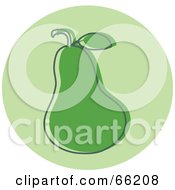 Poster, Art Print Of Green Pear Over A Green Circle