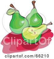 Poster, Art Print Of Three Green Pears On Pink