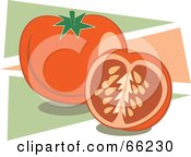 Poster, Art Print Of Tomatoes On Green And Pink Triangles