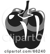 Royalty Free RF Clipart Illustration Of A Shiny Bell Pepper In Black And White