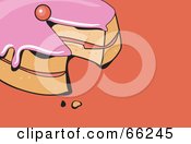 Royalty Free RF Clipart Illustration Of A Slice Missing From A Cake With Pink Frosting
