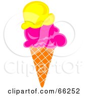 Royalty Free RF Clipart Illustration Of A Double Scoop Ice Cream Waffle Cone by Prawny