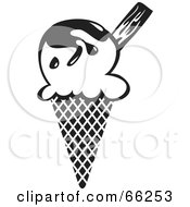 Poster, Art Print Of Black And White Ice Cream Waffle Cone