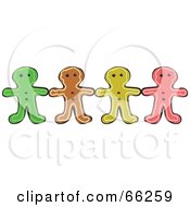 Poster, Art Print Of Row Of Gingerbread Men Holding Hands